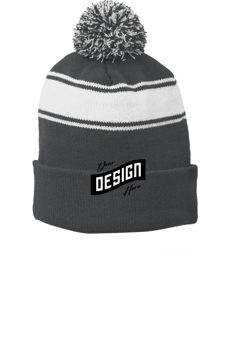 Sport-Tek ®  Stripe Pom Pom Beanie