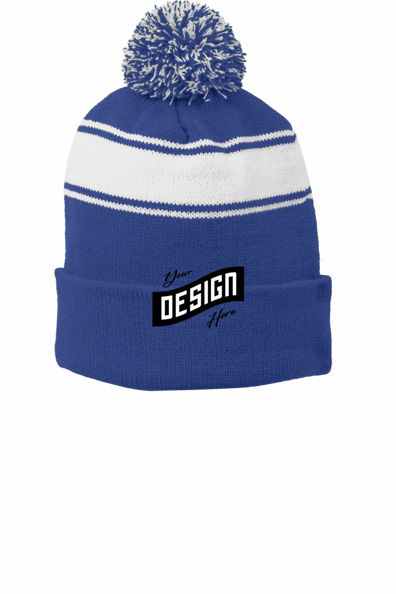 Sport-Tek ®  Stripe Pom Pom Beanie