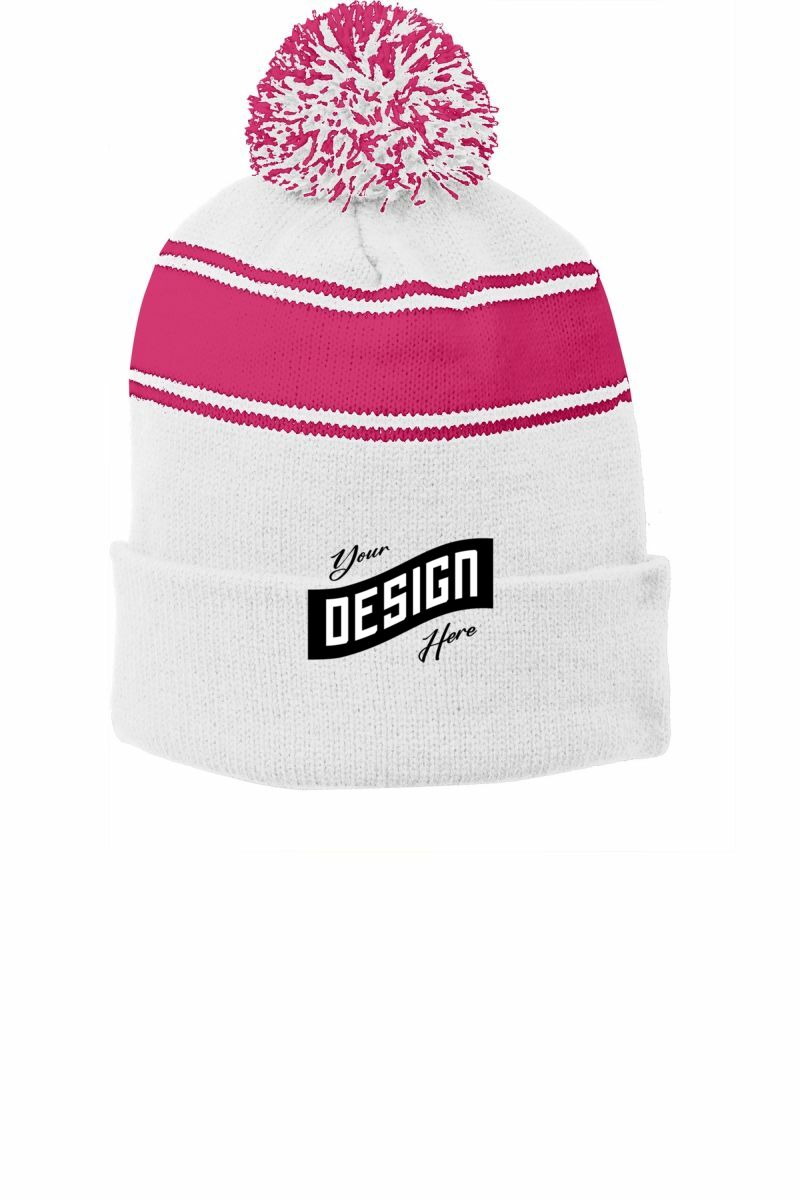 Sport-Tek ®  Stripe Pom Pom Beanie