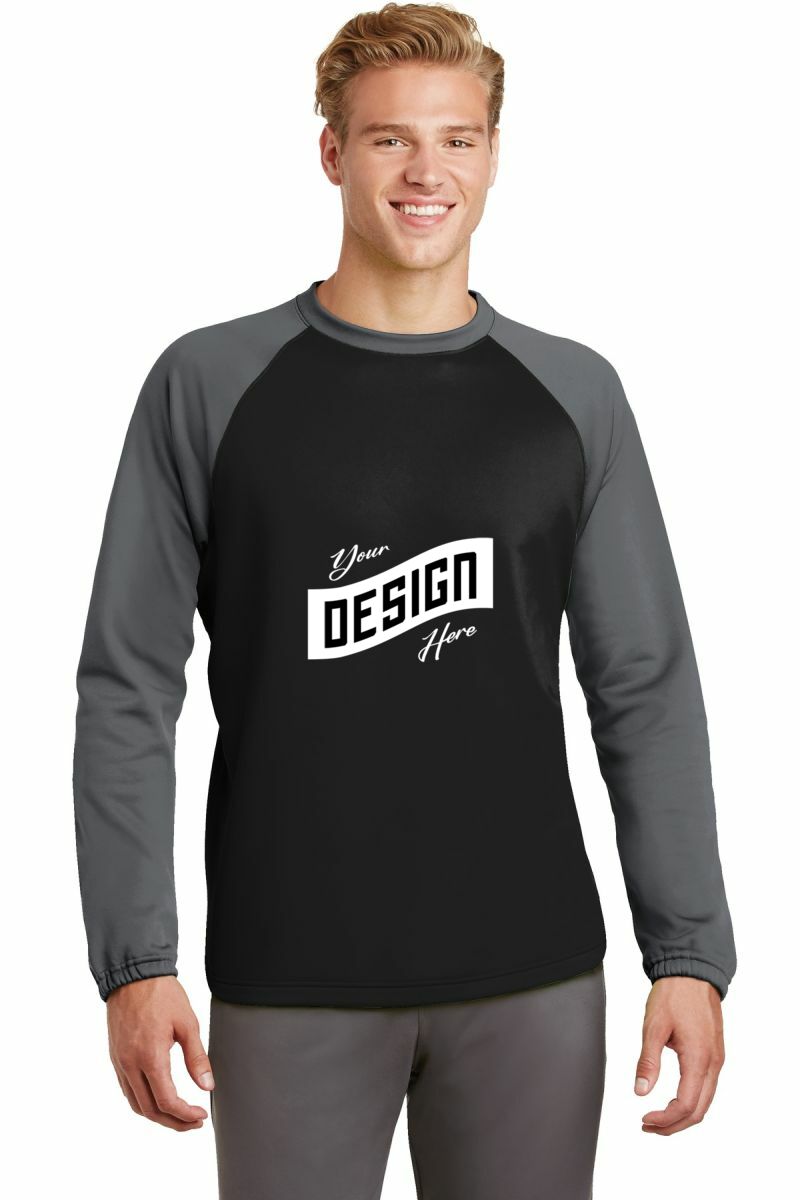  DISCONTINUED  Sport-Tek ®  Sport-Wick ®  Raglan Colorblock Fleece Crewneck