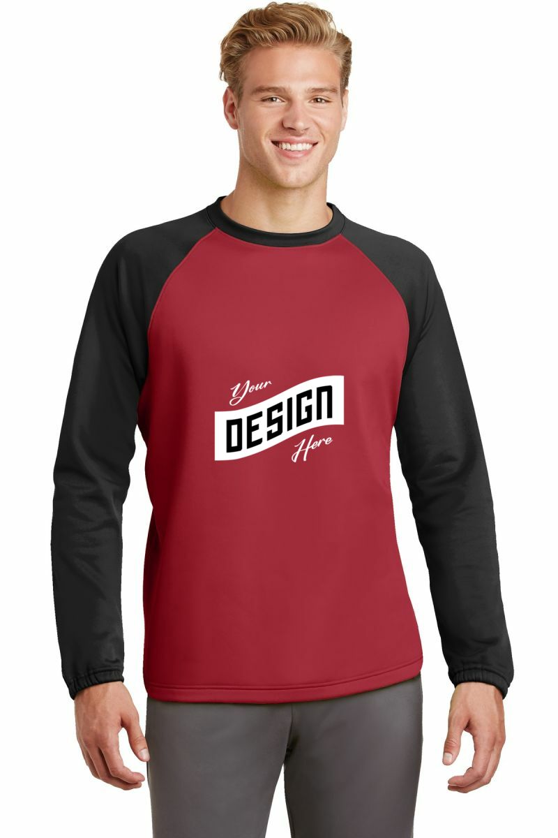  DISCONTINUED  Sport-Tek ®  Sport-Wick ®  Raglan Colorblock Fleece Crewneck