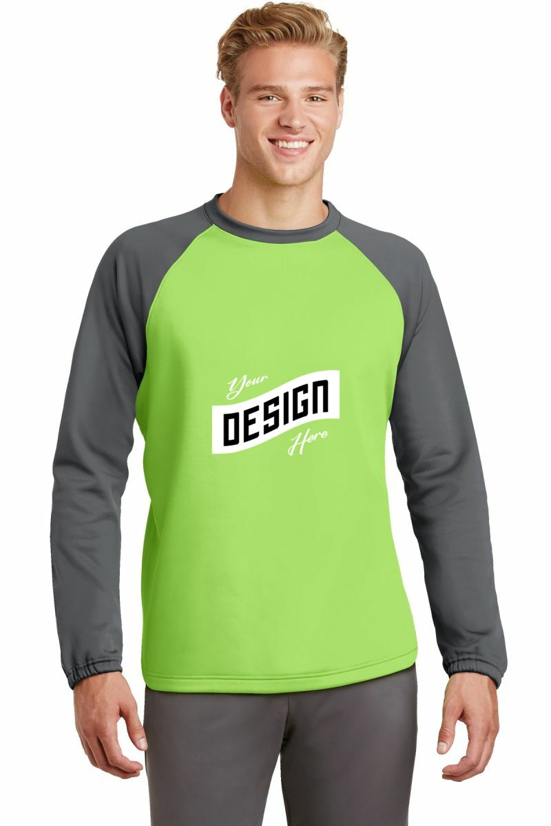  DISCONTINUED  Sport-Tek ®  Sport-Wick ®  Raglan Colorblock Fleece Crewneck