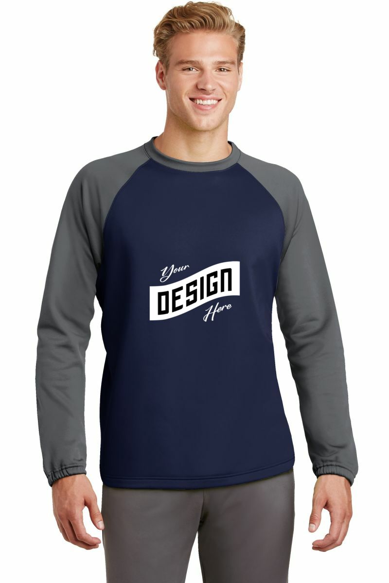  DISCONTINUED  Sport-Tek ®  Sport-Wick ®  Raglan Colorblock Fleece Crewneck