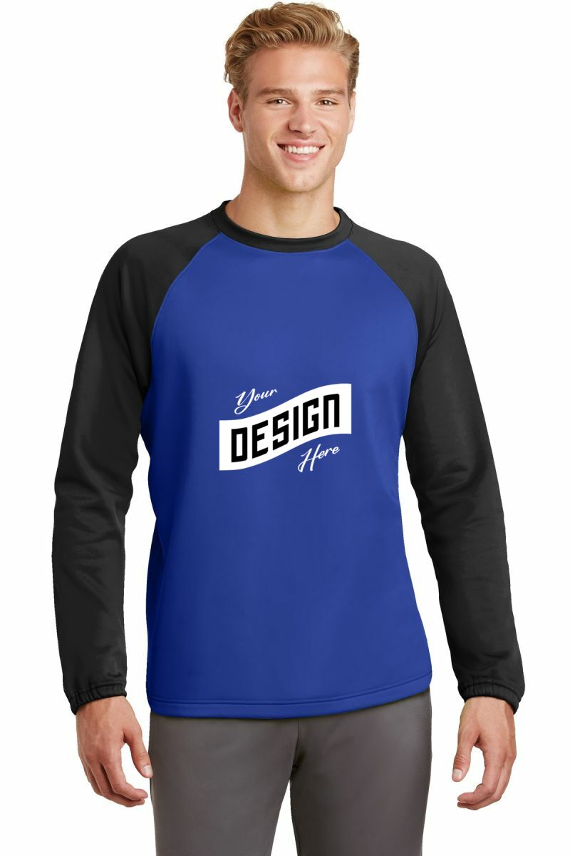  DISCONTINUED  Sport-Tek ®  Sport-Wick ®  Raglan Colorblock Fleece Crewneck