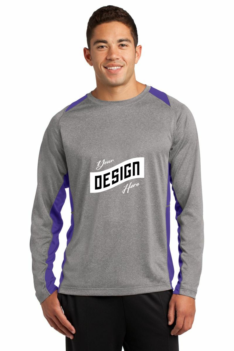 Sport-Tek ® Long Sleeve Heather Colorblock Contender Tee