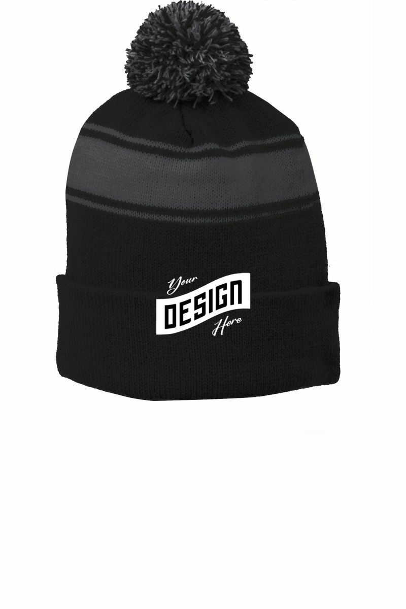 Sport-Tek ®  Stripe Pom Pom Beanie