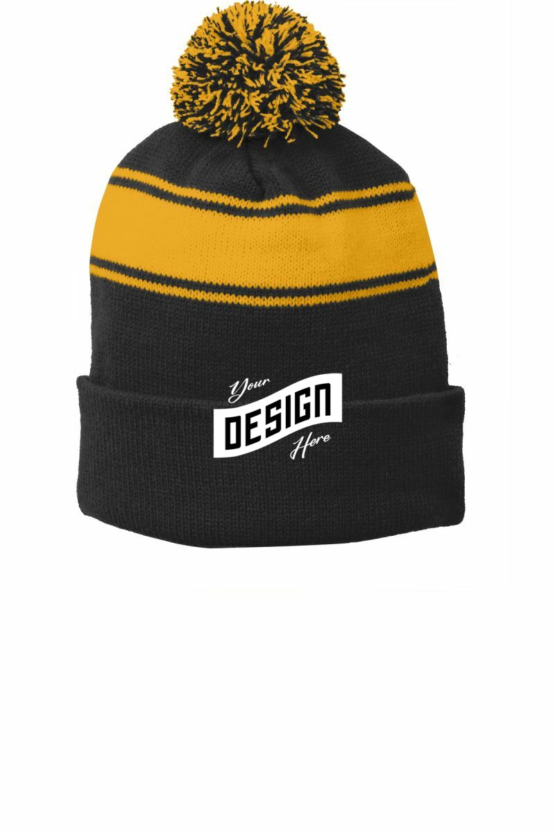 Sport-Tek ®  Stripe Pom Pom Beanie