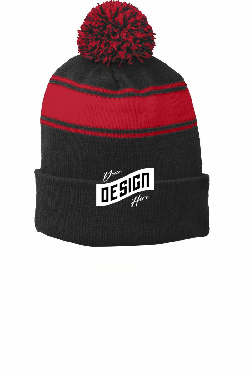 Sport-Tek ®  Stripe Pom Pom Beanie