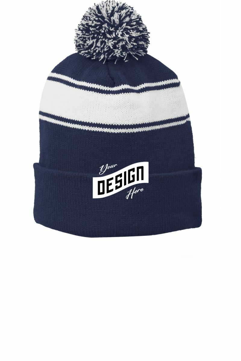 Sport-Tek ®  Stripe Pom Pom Beanie