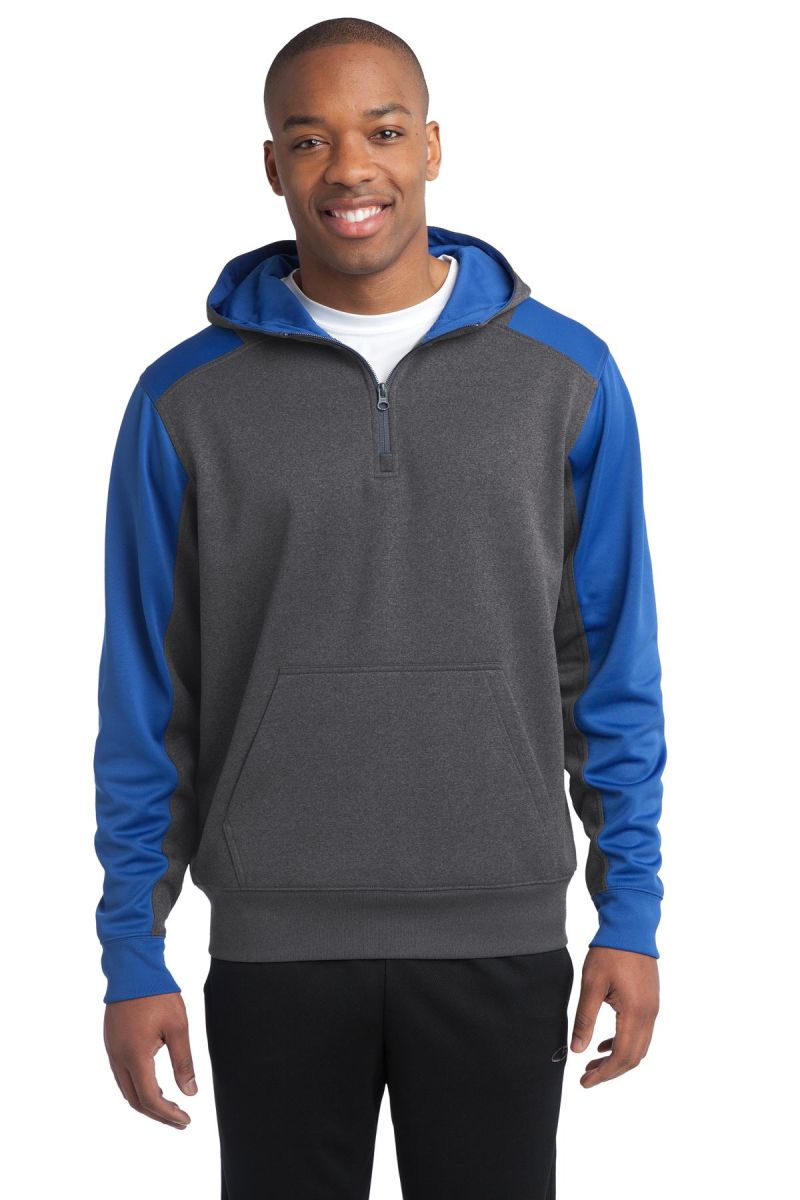 Sport-Tek ®   Tech Fleece Colorblock 1/4-Zip Hooded Sweatshirt