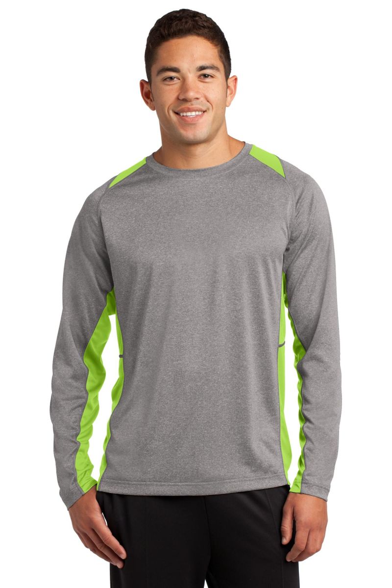 Sport-Tek ®  Long Sleeve Heather Colorblock Contender ™  Tee