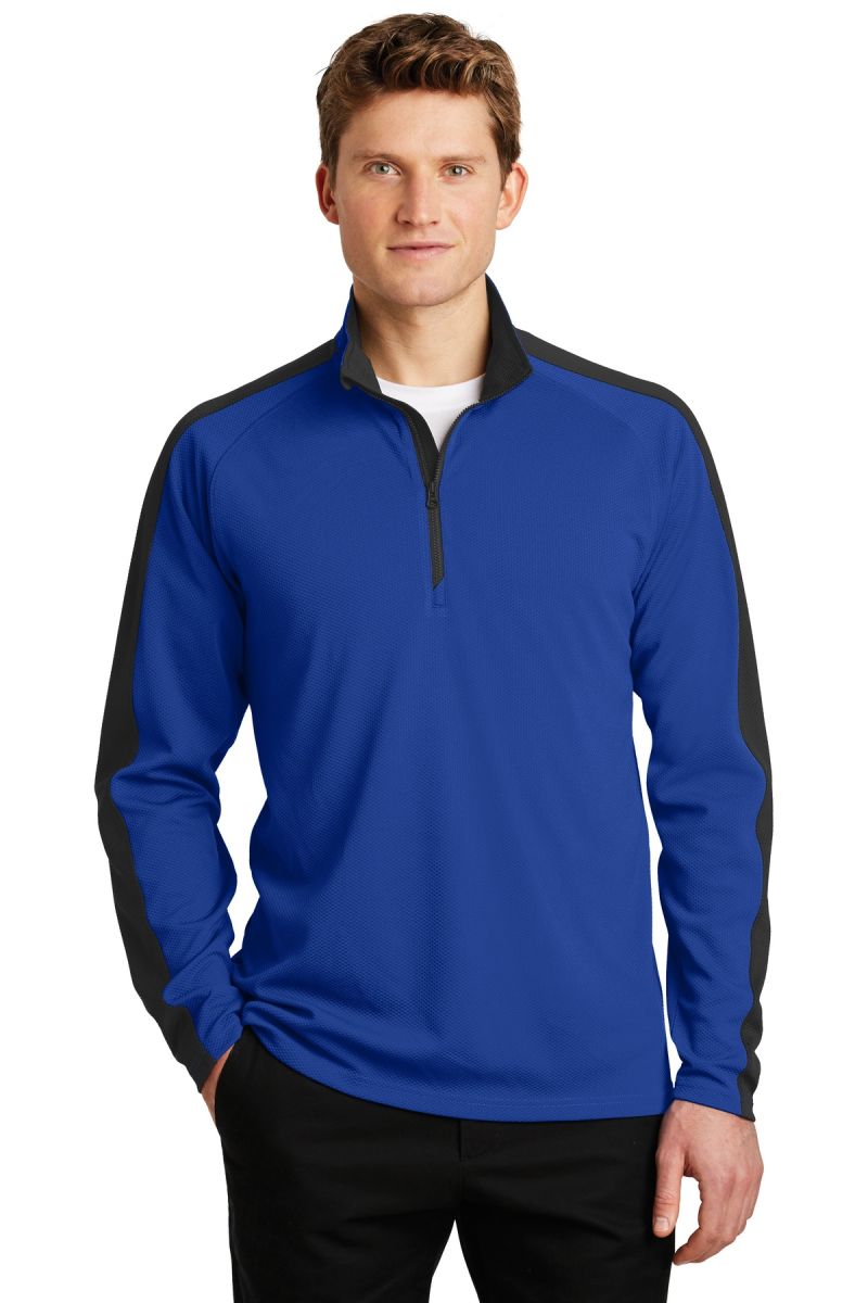  DISCONTINUED  Sport-Tek ®  Sport-Wick ®  Textured Colorblock 1/4-Zip Pullover