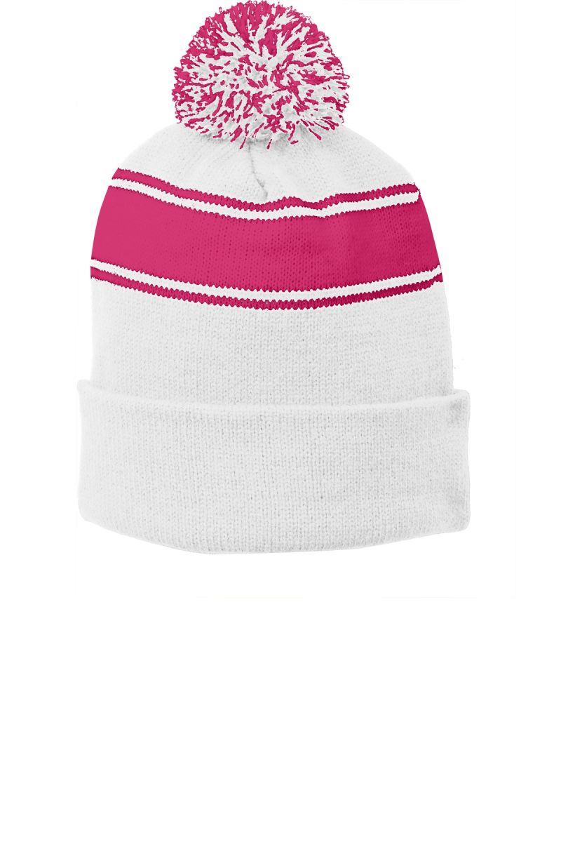 Sport-Tek ®  Stripe Pom Pom Beanie