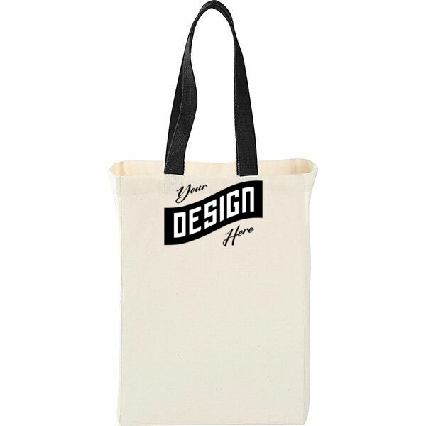 Grocery Canvas Tote Bag W/ Colored Handles