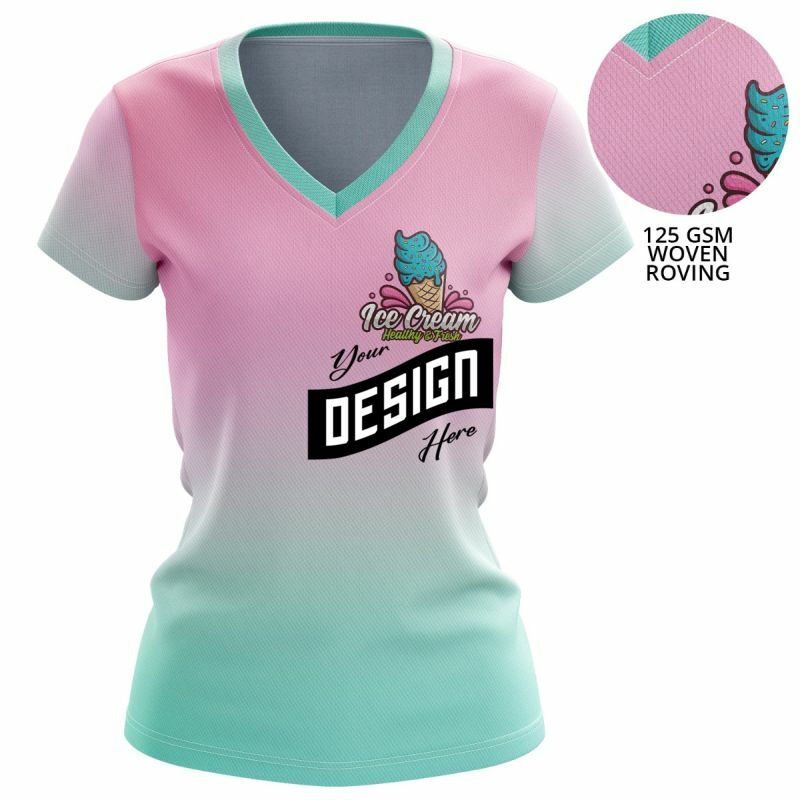 Women 125 GSM Woven Roving Performance Sublimation N-Neck Short Sleeve T-Shirt