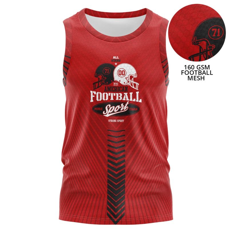 Unisex 160 GSM Football Mesh Performance Sublimation Sleeveless Tank Tops