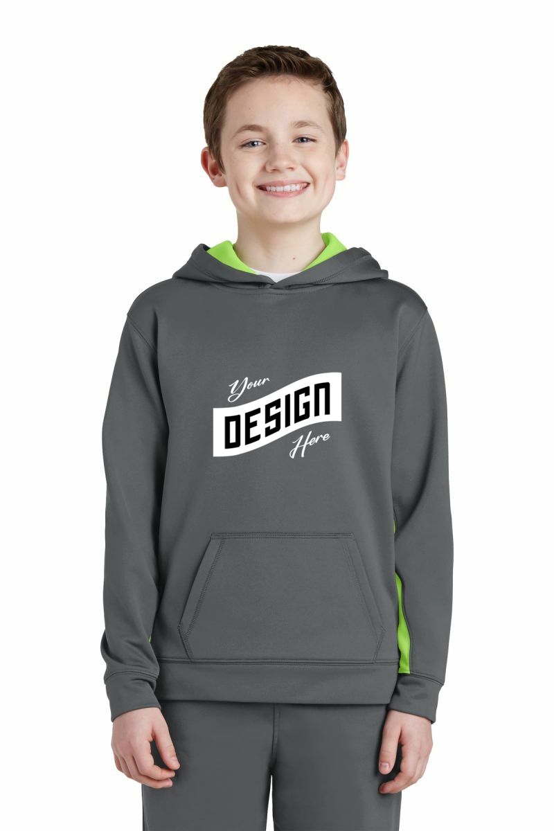 Sport-Tek ®  Youth Sport-Wick ®  Fleece Colorblock Hooded Pullover