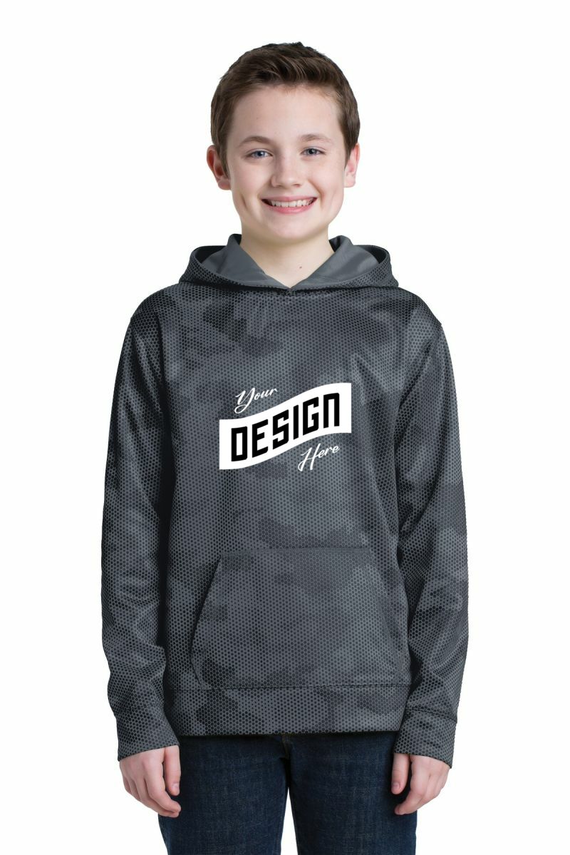 Sport-Tek ®  Youth Sport-Wick ®  CamoHex Fleece Hooded Pullover
