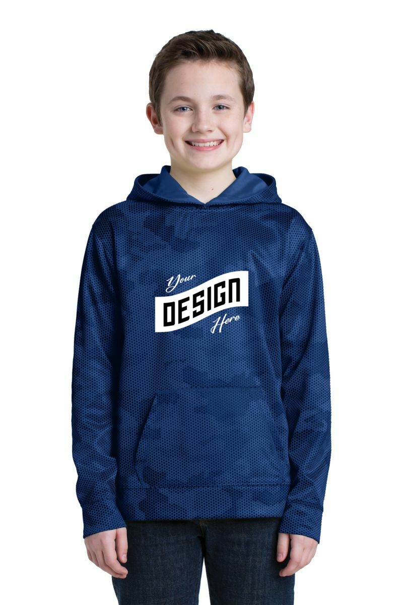Sport-Tek ®  Youth Sport-Wick ®  CamoHex Fleece Hooded Pullover
