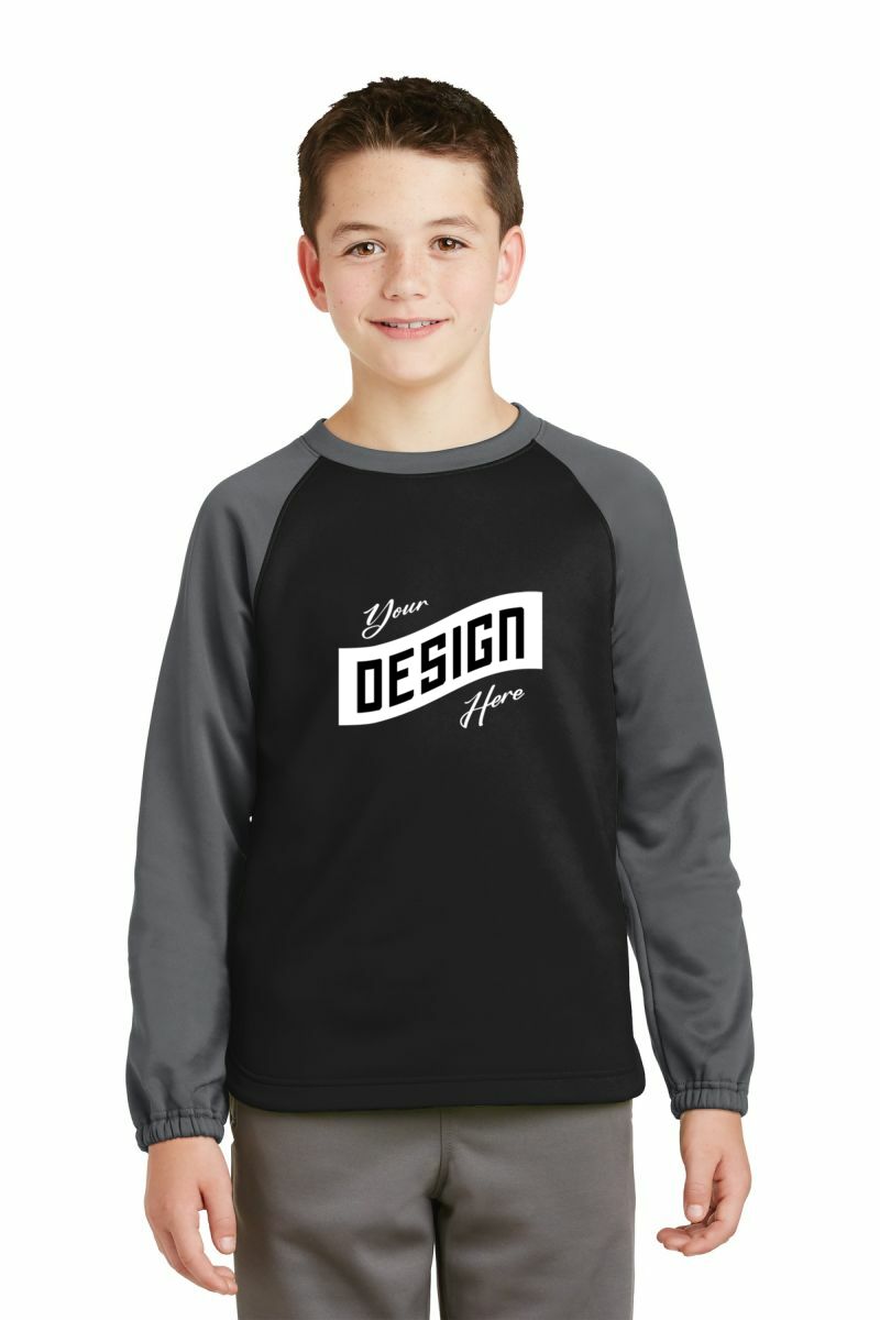 DISCONTINUED  Sport-Tek ®  Youth Sport-Wick ®  Raglan Colorblock Fleece Crewneck