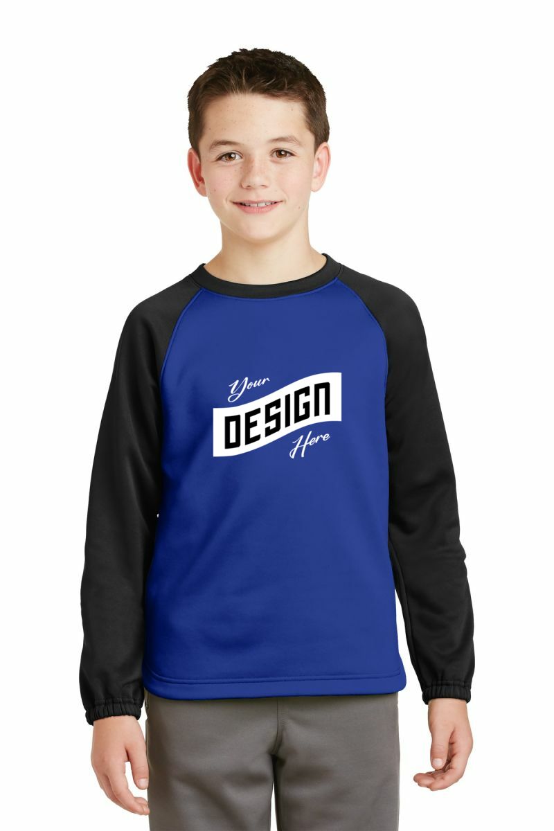  DISCONTINUED  Sport-Tek ®  Youth Sport-Wick ®  Raglan Colorblock Fleece Crewneck