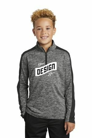 Sport-Tek  ®  Youth PosiCharge  ®  Electric Heather Colorblock 1/4-Zip Pullover
