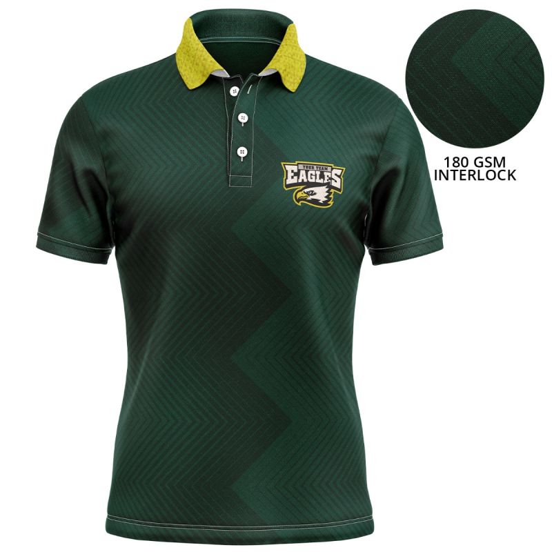 Youth 180 GSM Poly Interlock Sublimation Short Sleeve Polo T-Shirts