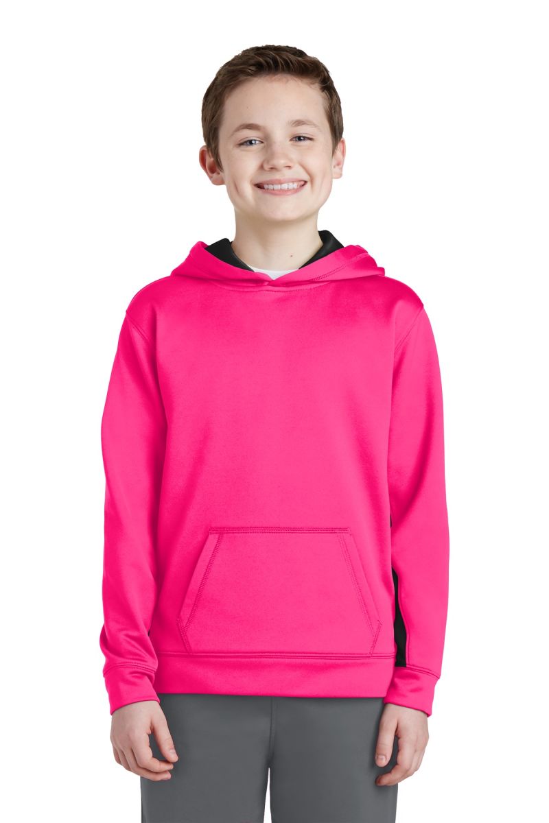 Sport-Tek ®  Youth Sport-Wick ®  Fleece Colorblock Hooded Pullover