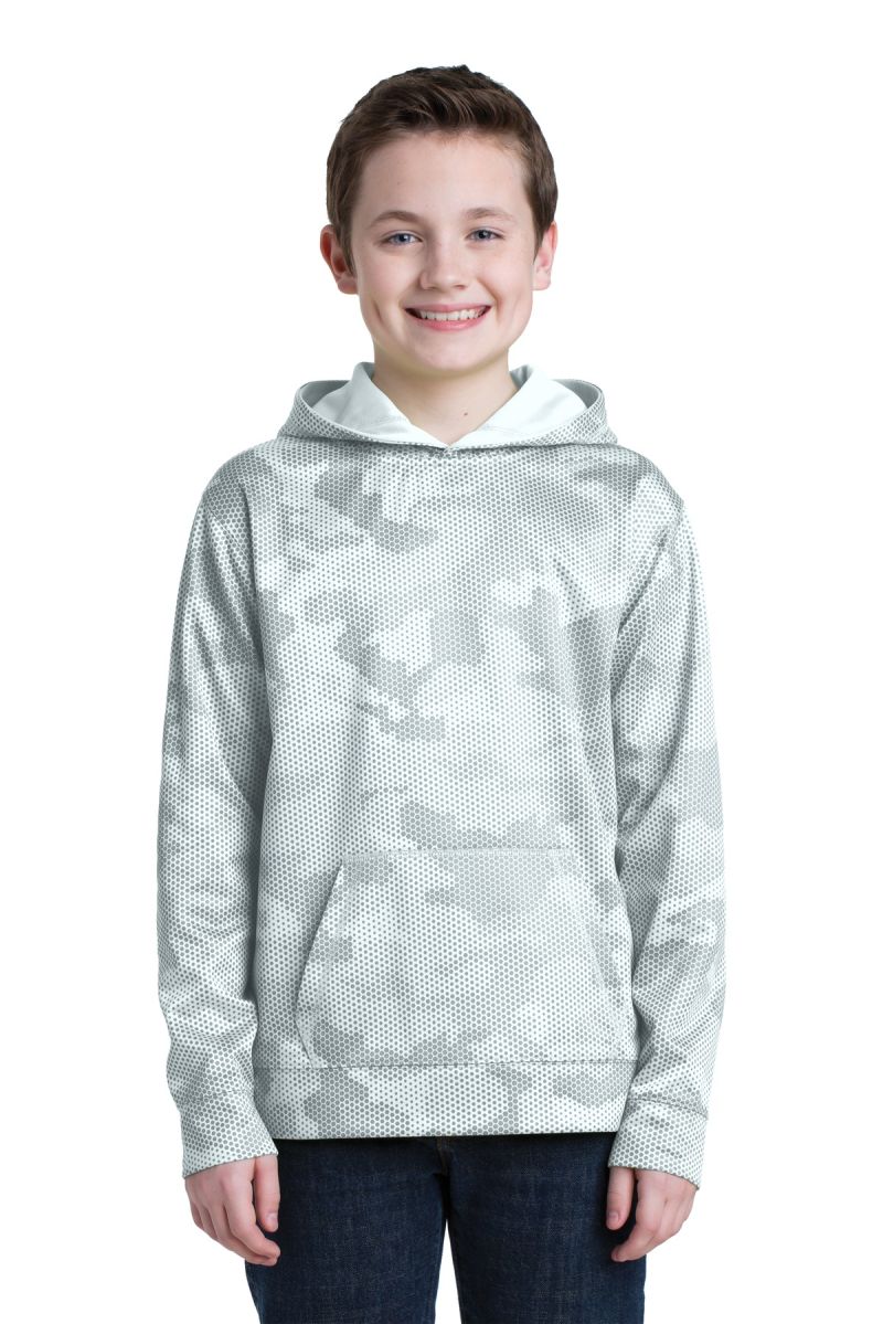 Sport-Tek ®  Youth Sport-Wick ®  CamoHex Fleece Hooded Pullover
