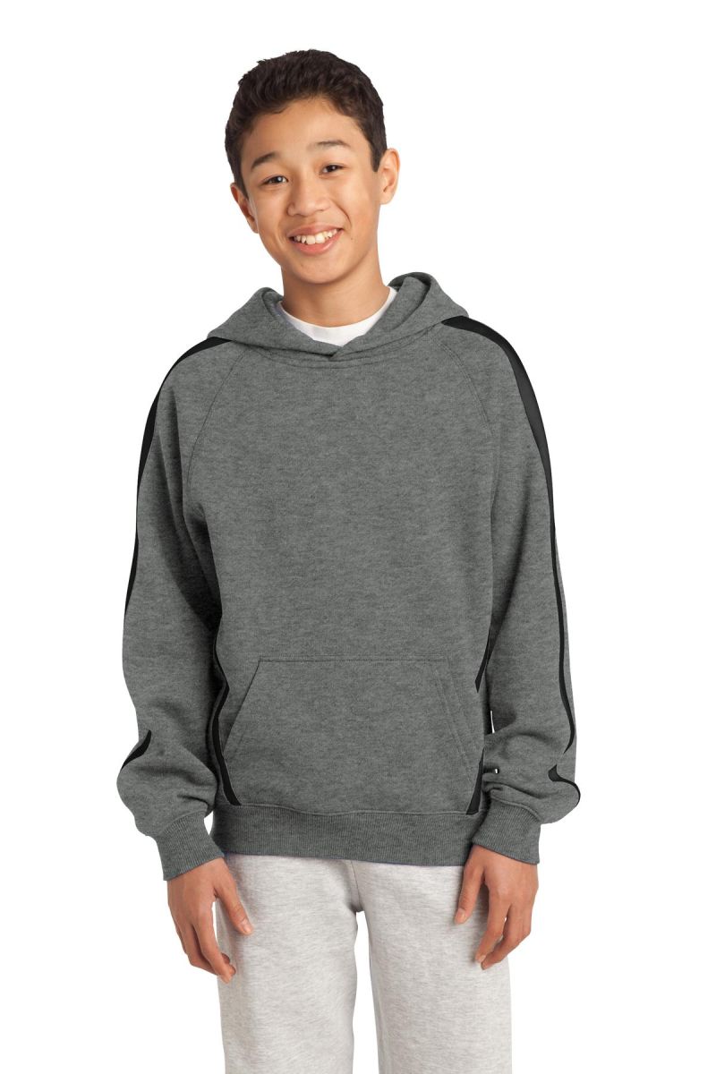  DISCONTINUED  Sport-Tek ®  Youth Sleeve Stripe Pullover Hooded Sweatshirt